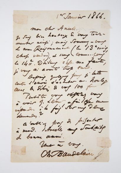 BAUDELAIRE Charles (1821-1867)

Lettre autographe...