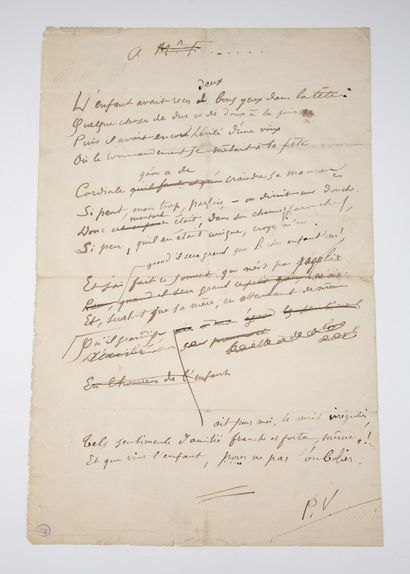 null VERLAINE Paul (1844-1896)

Autograph poem signed with his initials (s.l.n.d....