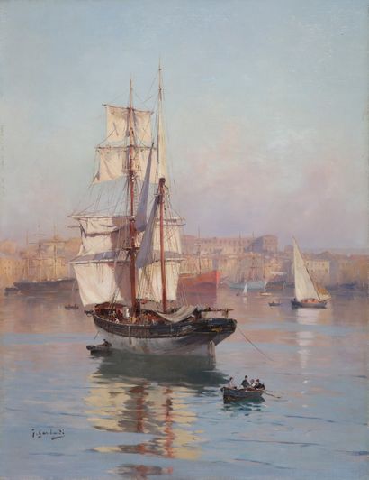 null Joseph GARIBALDI (1863-1941)

Voilier dans le port de Marseille

HUILE SUR TOILE

Signée...