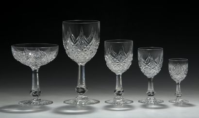 null BACCARAT - COLBERT MODEL - 35 PIECES GLASS SET in cut white crystal Before 1936

Legs...