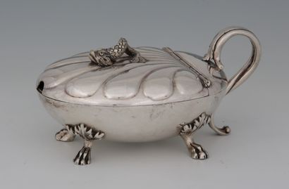 null A silver-plated metal CONFITURIER OR CHEESEBOX in the 18th century style with...