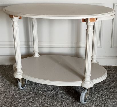 null DESSERTE ROULANTE à deux plateaux ovales de Style Louis XVI, Moderne en bois...