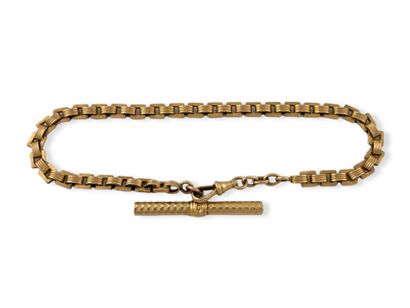 null Second half of the XIXth Century pink gold GILETIERE CHAIN with rectangular...