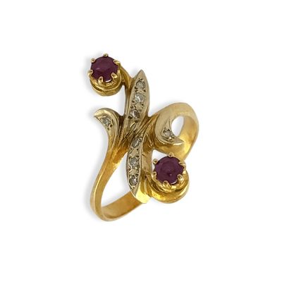 null RING YOU ME Style 1900 in two-tone gold 750 Millièmes set with two small rubies...