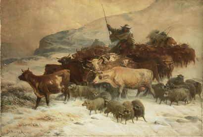 null August Friedrich SCHENCK (1828-1901)

The return of the herds in the storm

OIL...