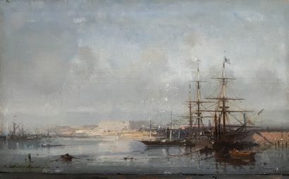 Henri DUVIEUX (c. 1855-1902) 
Le port d'Alger...