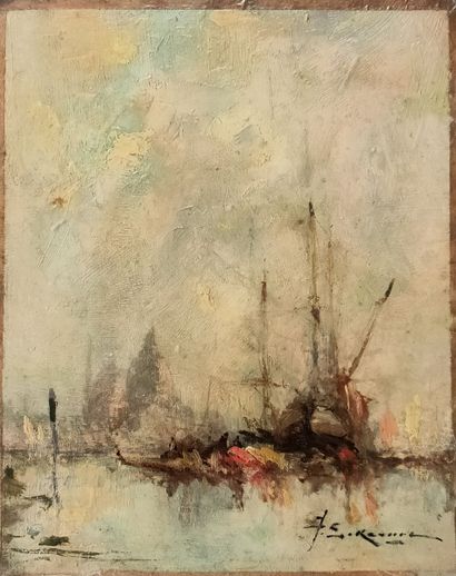 Jean-Etienne KARNEC (1865-1934) 
Venise Bateaux...