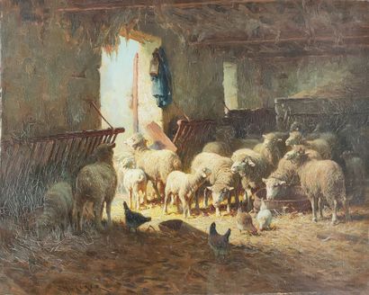 Charles CLAIR (1860-1930) 
Moutons et basse-cour...