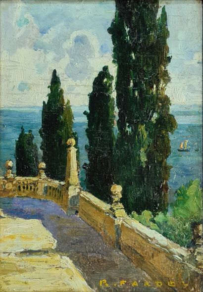 null Robert FARDEL (1867-1931)

La terrasse aux cyprès

HUILE SUR CARTON

Signée...