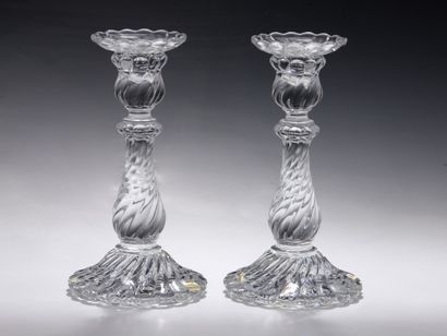 BACCARAT - MODELE BAMBOU - PAIRE DE BOUGEOIRS...