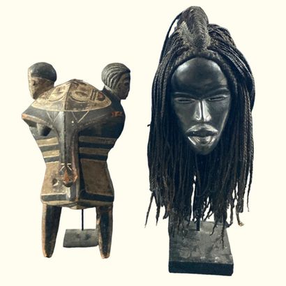 null Modern AFRICA

2 LARGE MASKS in wood, natural fibers, pigments, copper wire

H....