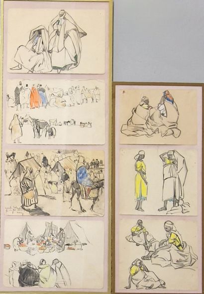 null Attribué à Marcelle ACKEIN (1882-1952)

7 feuilles de carnets de dessin à sujets...