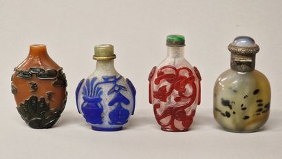 null CHINA, late 19th century 

SET OF FOUR TABATIER BOTTLES, three of which are...