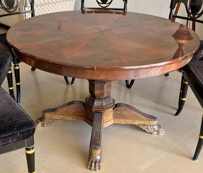 null ROUND DINING TABLE with two central extensions, reassembled from a base England...