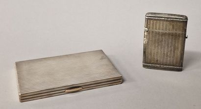 null CIGARETTES AND VISIT CARDS CASE Circa 1900 and 1930 in French silver 950 Millièmes,...