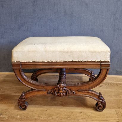 null TABOURET in the Louis XIV style - End of the XIXth Century with X-shaped base...