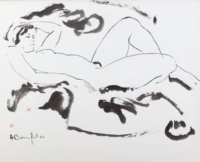 null Alain BONNEFOIT (Born in 1937)

Reclining Nude

CHINESE INK

Signed lower left...