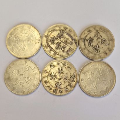 null CHINA - 6 PIECES OF 1 DOLLAR (7 mace and 2 candareens) IN SILVER, KIANG-NAN...