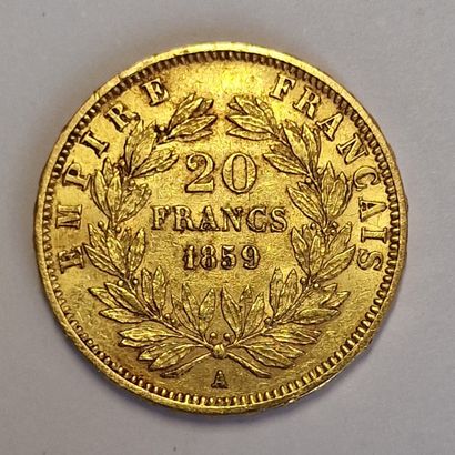 null 1 PIECE OF 20 FRENCH FRANCS GOLD1859
P. 6,4 g 
(Rubbed, sold as is)

NO LIVE...