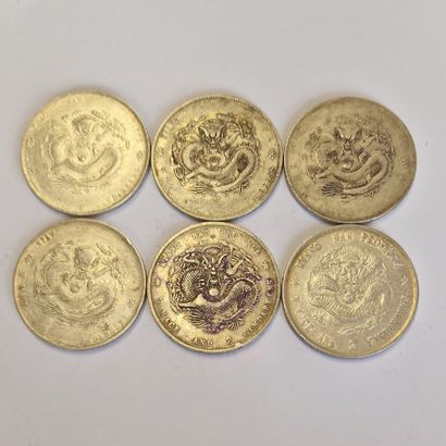 CHINE - 6 PIECES DE 1 DOLLAR (7 mace and...