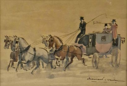 null Jean Raoul CHAURAND-NORAC (1878-1948)
Attelage à quatre chevaux
AQUARELLE ET...