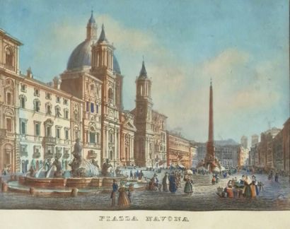 TWO COLOR LITHOGRAPHIES of Rome titled 