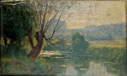 null Jules DUPRE (1840-1916) (Attribué à)
Vieux saule au bord de la Charente - 1892
HUILE...