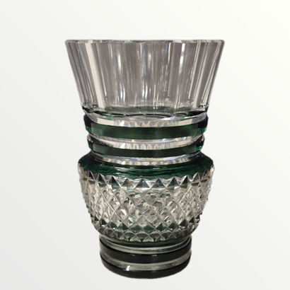 null VAL SAINT LAMBERT - VASE BALUSTRE with cut sides and horizontal grooves in cut...