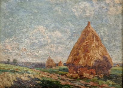 null Paul SURTEL (1893-1985) (?)
Haystacks 
OIL ON PANEL 
Signed lower left 
Titled...