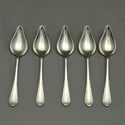 null SET OF 5 PAMPLEMOUSSE SPoons in silver 925 Millièmes England George V period...
