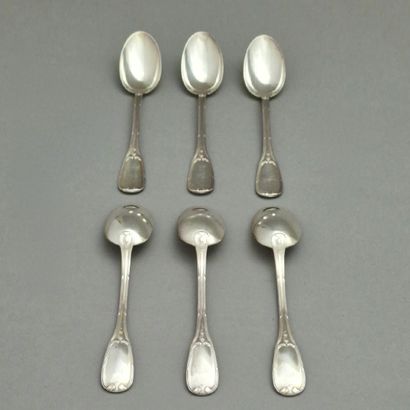 null SET OF 12 silver COFFEE SPoons 950 Millièmes of Regency style - End of the XIXth...