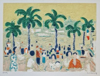 null André COTTAVOZ (1922-2012)
La Croisette, Cannes
LITHOGRAPHIE sur PAPIER GAUFRE
Signée...