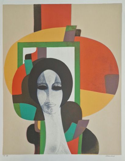 null André MINAUX (1923-1986)
Set of five LITHOGRAPHS including 
- Composition with...