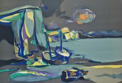 Marcel MOULY (1918-2008) 
Boats near the...