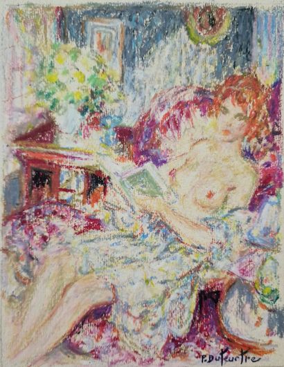 null Pierre DUTEURTRE (1911-1989)
Set of two PASTELS on PAPER of which
- The reading
Signed...