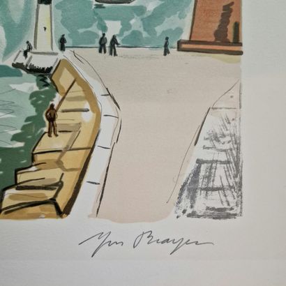 null Yves BRAYER (1907-1990)
Suite de quatre LITHOGRAPHIES
Vues de ports
Signées...