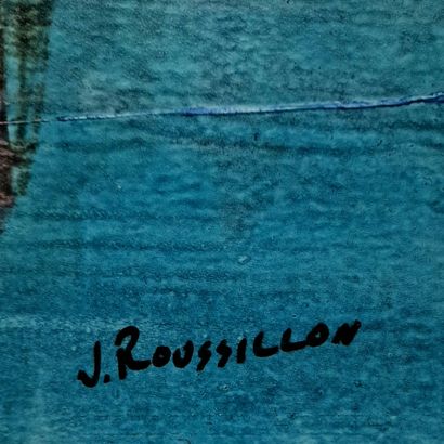 null Jean ROUSSILLON (1923-2004)
Ensemble de quatre ACRYLIQUES sur PAPIER dont
-...