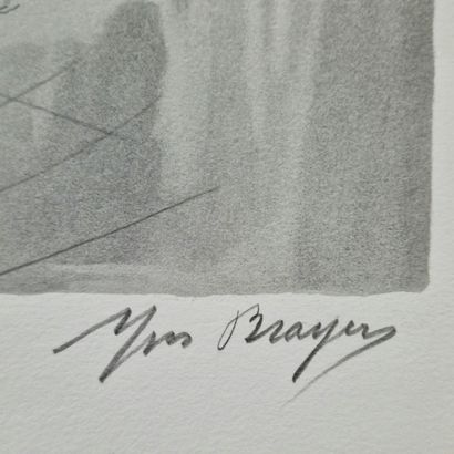 null Yves BRAYER (1907-1990)
Suite de deux LITHOGRAPHIES dont
- Foule devant la cathédrale...
