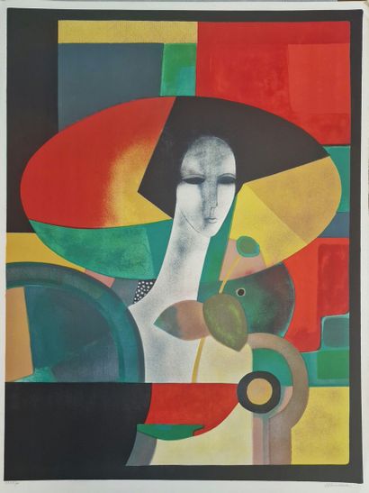 null André MINAUX (1923-1986)
Set of five LITHOGRAPHS including 
- Composition with...