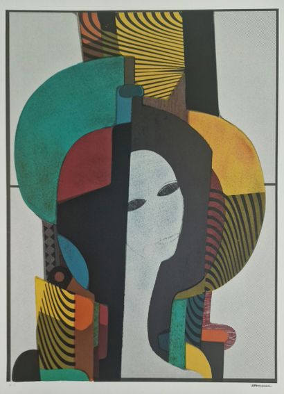 null André MINAUX (1923-1986)
Set of five LITHOGRAPHS including 
- Composition with...