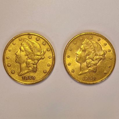 2 PIECES DE 20 DOLLARS US OR 
Année 1899
P....