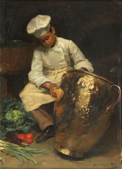 Dominique ROZIER (1840-1901)
Marmiton nettoyant...