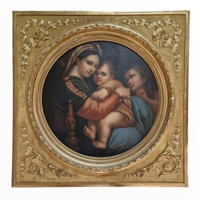 null Achille LEONARDI (1800-1878) after RAPHAEL (1483-1520)
Madonna with chair
OIL...