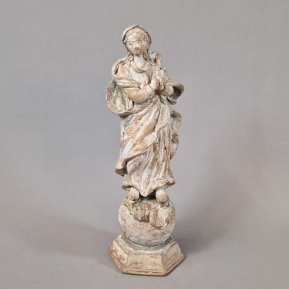 null STATUTE OF THE VIRGIN OF APOCALYPSE 19th century terracotta, formerly polychromed...