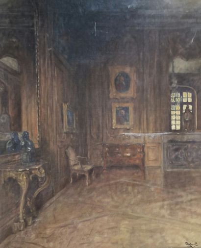 null Paul François Marie URTIN (1874-1962) 
Salon Interior - 1926
OIL ON CANVAS 
Signed...