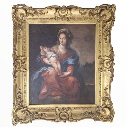 null 18TH CENTURY ITALIAN SCHOOL 
Madonna and Child
OIL ON CANVAS 
82 x 65 cm
(Re-tooled,...