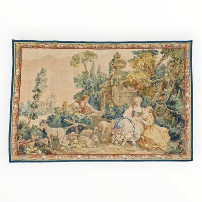 null AUBUSSON TAPESTRY STYLE XVIIIEME SIECLE CIRCA 1900
Charming scene in a park
Flower...