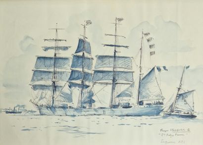 null Roger CHAPELET (1903-1995)
The 4-masted ship "Président Félix Faure
INK AND...