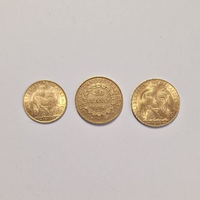 null 2 PIECES OF 20 FRANCS FRANCAIS GOLD AND A PIECE OF 10 FRANCS FRANCAIS GOLD
Years...