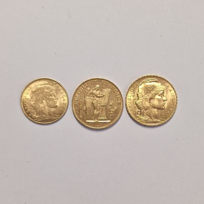 null 2 PIECES OF 20 FRANCS FRANCAIS GOLD AND A PIECE OF 10 FRANCS FRANCAIS GOLD
Years...